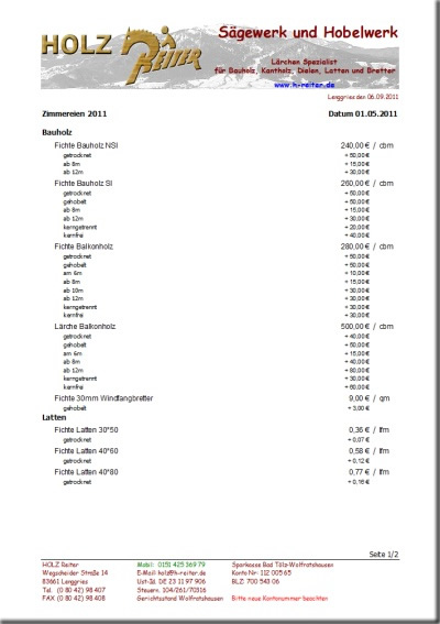 Preisliste